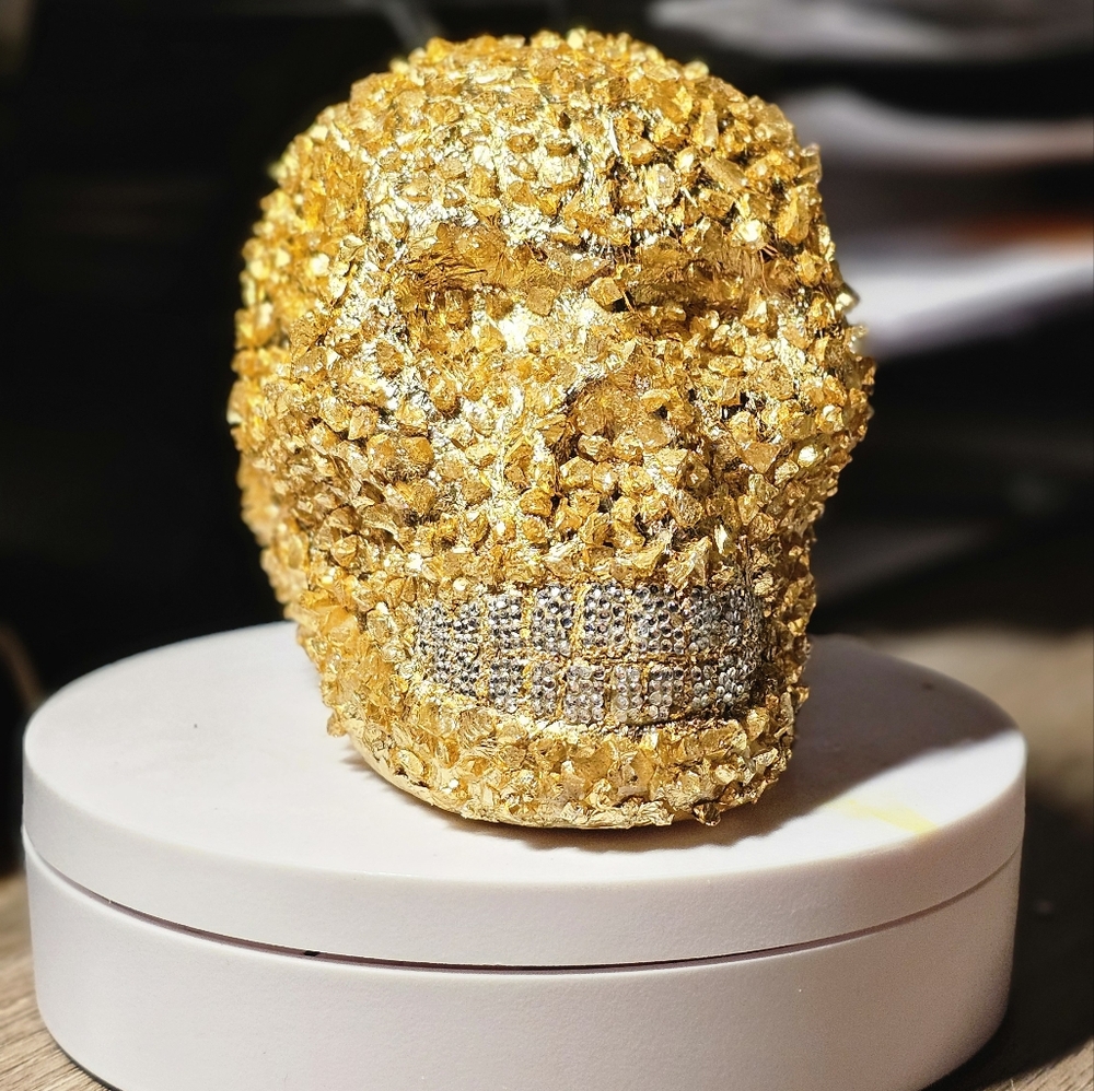 Gold and Silver Embellished Skull Decor